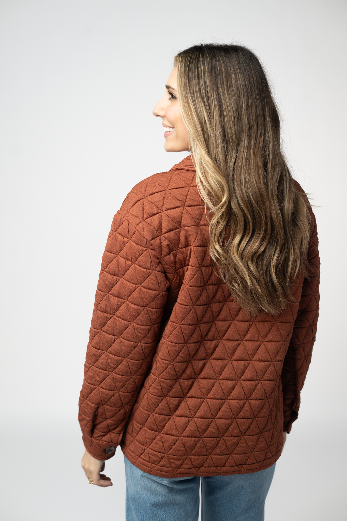 08.21 EN ROUTE Geometric Button Down Jacket - Rust-outerwear-Dear Me Southern Boutique, located in DeRidder, Louisiana