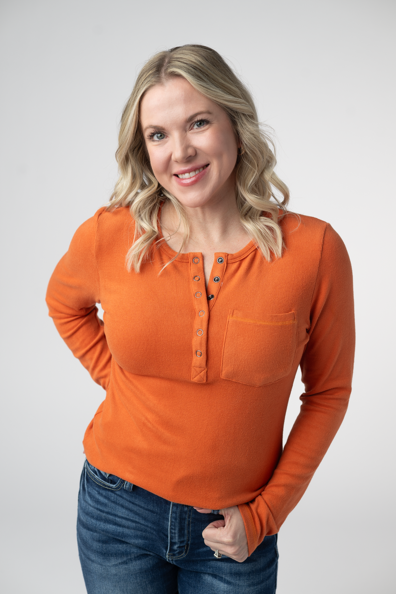 08.21 EN ROUTE Georgia Long Sleeve Top - Pumpkin Spice-Tops-Dear Me Southern Boutique, located in DeRidder, Louisiana
