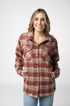 08.21 EN ROUTE Norah Shacket - Brick Plaid-shacket-Dear Me Southern Boutique, located in DeRidder, Louisiana