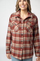 08.21 EN ROUTE Norah Shacket - Brick Plaid-shacket-Dear Me Southern Boutique, located in DeRidder, Louisiana