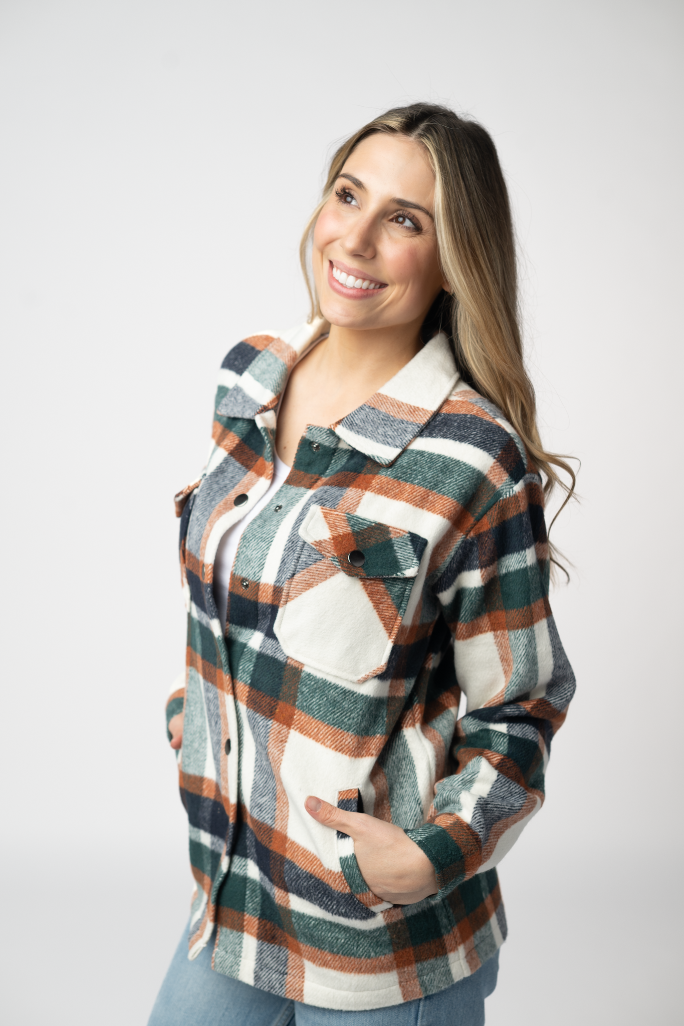 08.21 EN ROUTE Norah Shacket - Harvest Plaid-shacket-Dear Me Southern Boutique, located in DeRidder, Louisiana