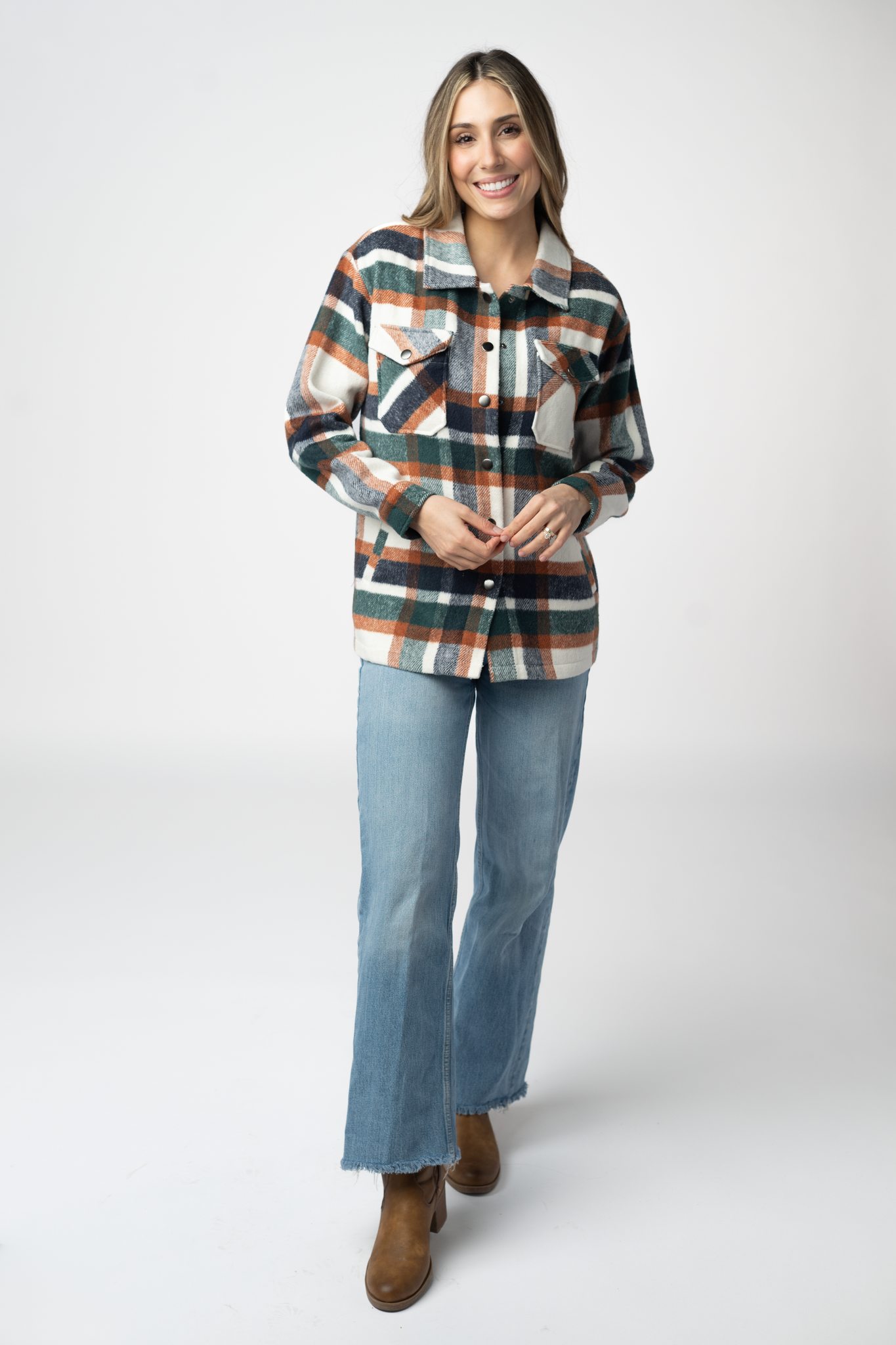 08.21 EN ROUTE Norah Shacket - Harvest Plaid-shacket-Dear Me Southern Boutique, located in DeRidder, Louisiana