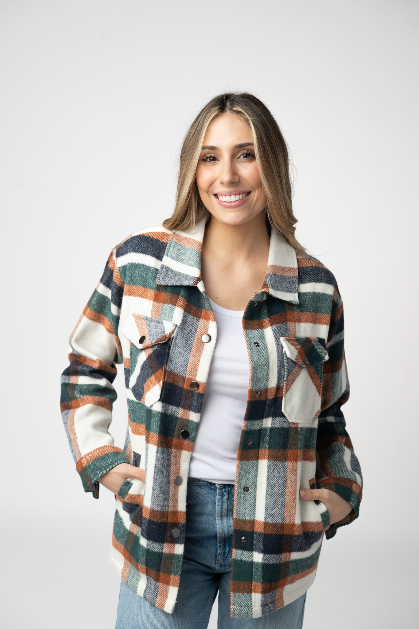 08.21 EN ROUTE Norah Shacket - Harvest Plaid-shacket-Dear Me Southern Boutique, located in DeRidder, Louisiana