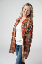 08.21 EN ROUTE Tunic Plaid Top - Pumpkin Plaid-Tops-Dear Me Southern Boutique, located in DeRidder, Louisiana