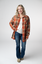 08.21 EN ROUTE Tunic Plaid Top - Pumpkin Plaid-Tops-Dear Me Southern Boutique, located in DeRidder, Louisiana