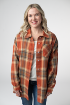 08.21 EN ROUTE Tunic Plaid Top - Pumpkin Plaid-Tops-Dear Me Southern Boutique, located in DeRidder, Louisiana