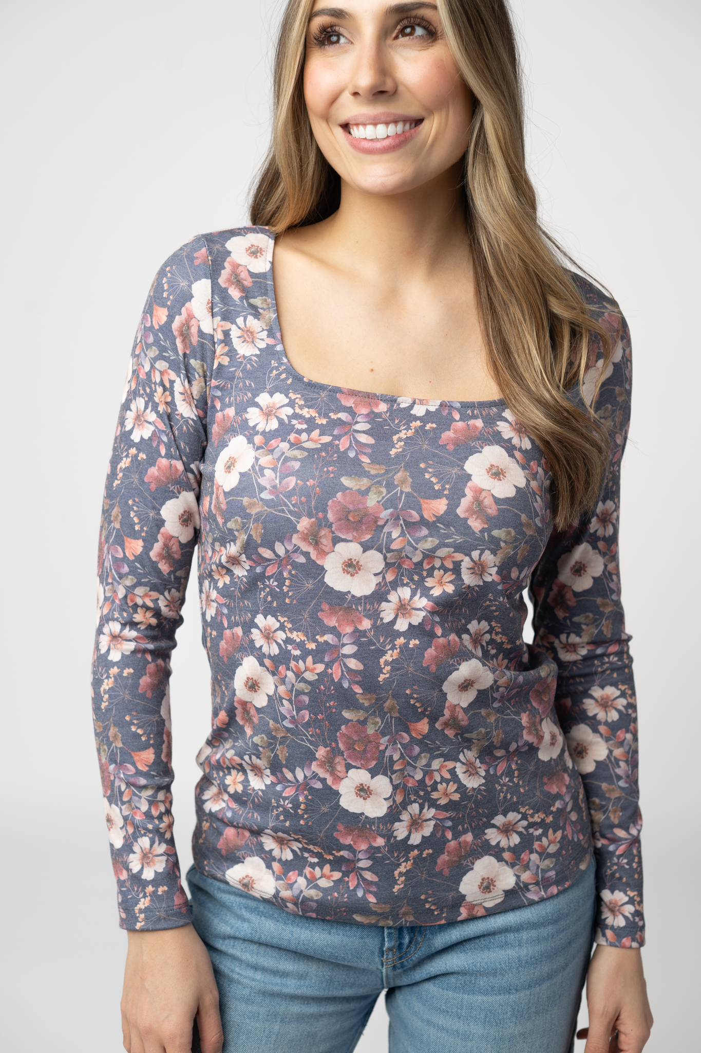 09.02 EN ROUTE Alyssa Long Sleeve Top - Blushwood Floral-Tops-Dear Me Southern Boutique, located in DeRidder, Louisiana