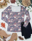 09.02 EN ROUTE Alyssa Long Sleeve Top - Blushwood Floral-Tops-Dear Me Southern Boutique, located in DeRidder, Louisiana
