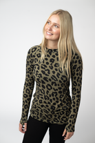 09.02 EN ROUTE Blair Long Sleeve Top - Olive Animal Print-Tops-Dear Me Southern Boutique, located in DeRidder, Louisiana