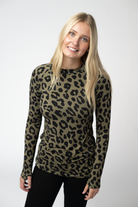 09.02 EN ROUTE Blair Long Sleeve Top - Olive Animal Print-Tops-Dear Me Southern Boutique, located in DeRidder, Louisiana
