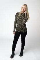 09.02 EN ROUTE Blair Long Sleeve Top - Olive Animal Print-Tops-Dear Me Southern Boutique, located in DeRidder, Louisiana