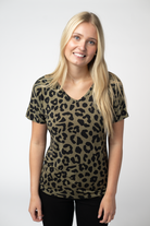 09.02 EN ROUTE Chloe Cozy Top - Olive Animal Print-Tops-Dear Me Southern Boutique, located in DeRidder, Louisiana