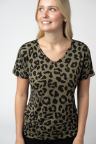 09.02 EN ROUTE Chloe Cozy Top - Olive Animal Print-Tops-Dear Me Southern Boutique, located in DeRidder, Louisiana