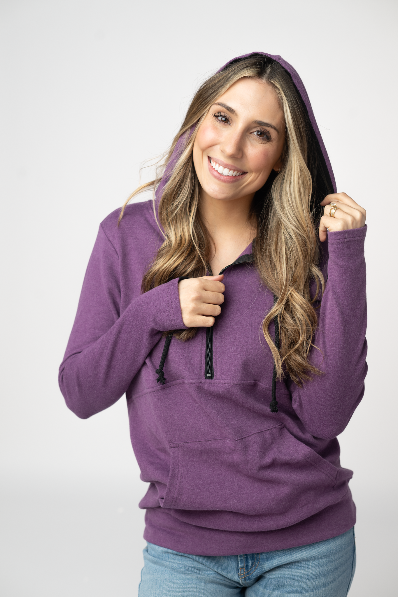 09.02 EN ROUTE Classic HalfZip Hoodie - Black and Purple-Hoodie-Dear Me Southern Boutique, located in DeRidder, Louisiana