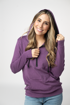 09.02 EN ROUTE Classic HalfZip Hoodie - Black and Purple-Hoodie-Dear Me Southern Boutique, located in DeRidder, Louisiana
