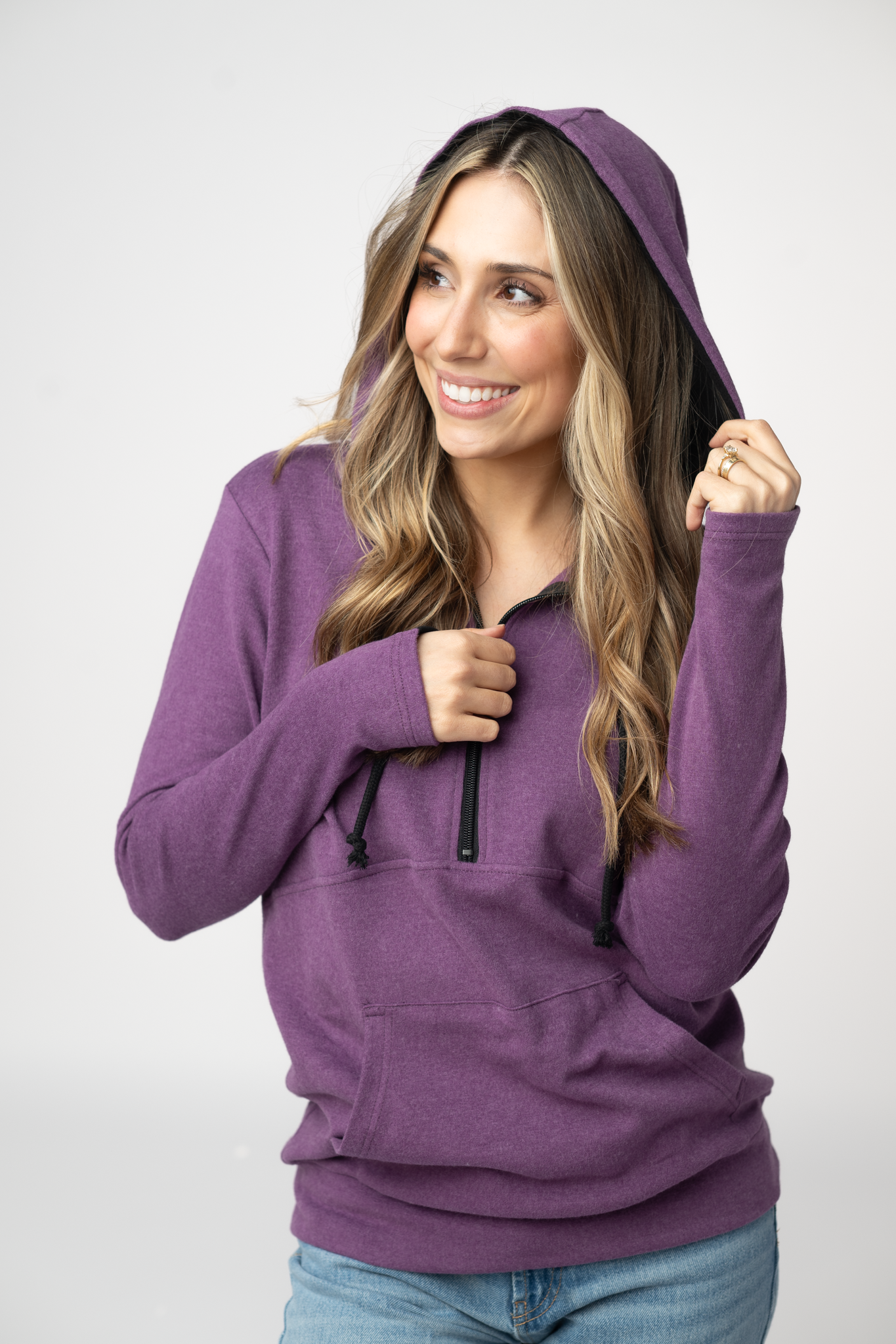 09.02 EN ROUTE Classic HalfZip Hoodie - Black and Purple-Hoodie-Dear Me Southern Boutique, located in DeRidder, Louisiana
