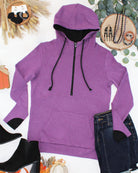 09.02 EN ROUTE Classic HalfZip Hoodie - Black and Purple-Hoodie-Dear Me Southern Boutique, located in DeRidder, Louisiana