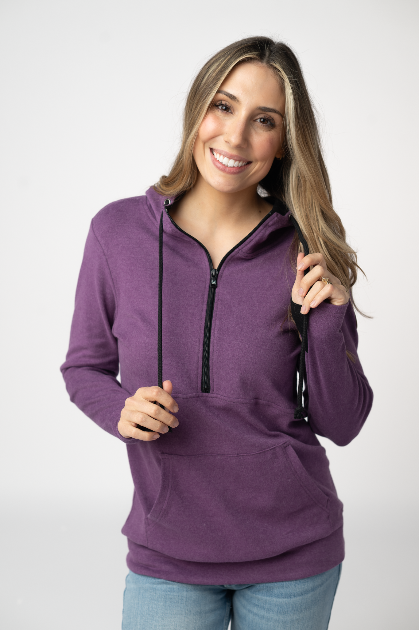 09.02 EN ROUTE Classic HalfZip Hoodie - Black and Purple-Hoodie-Dear Me Southern Boutique, located in DeRidder, Louisiana