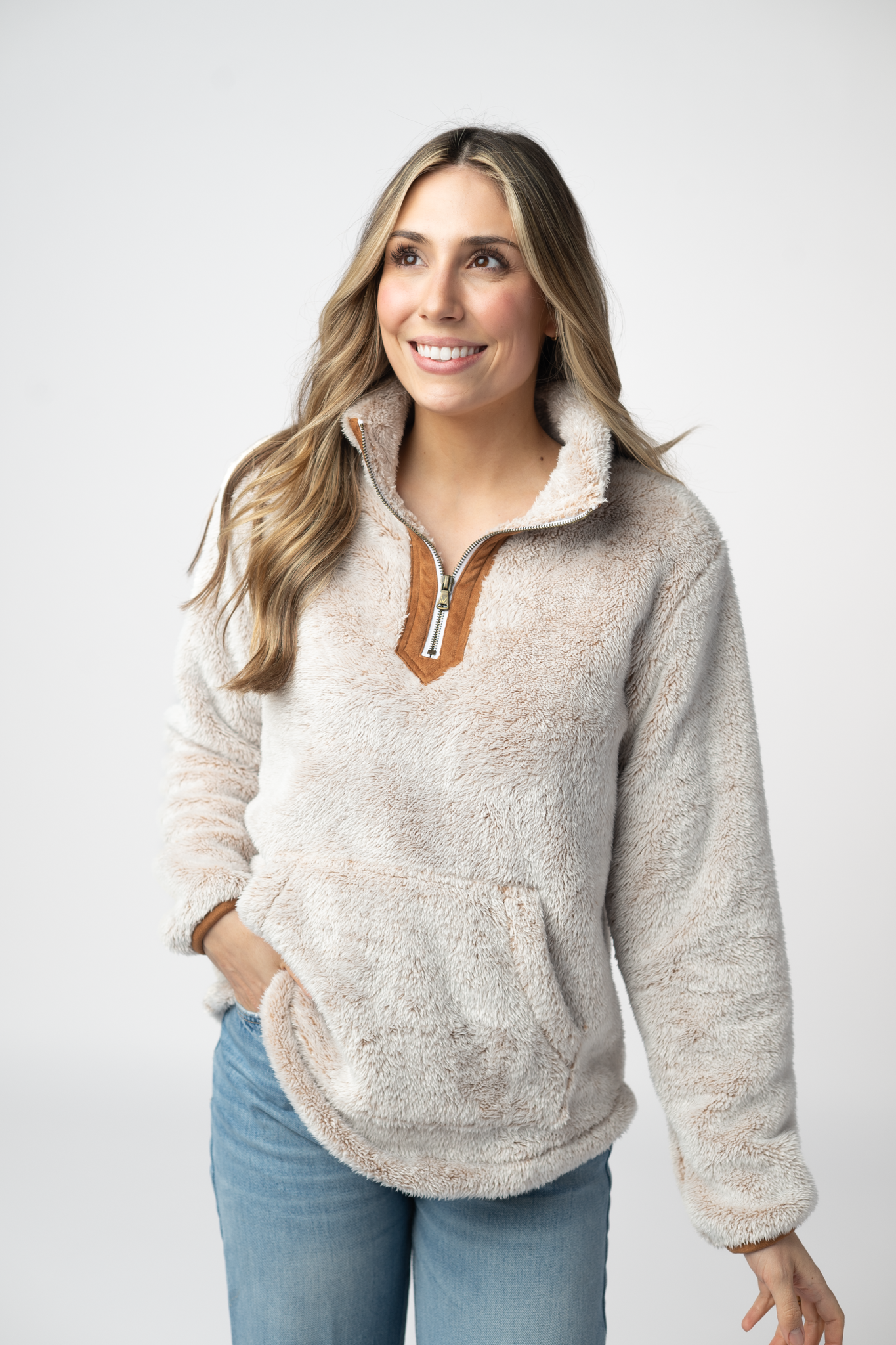 09.02 EN ROUTE Ryan 1/4 Zip Sherpa - Camel-outerwear-Dear Me Southern Boutique, located in DeRidder, Louisiana