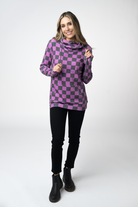 09.09 EN ROUTE Ashley Hoodie - Black and Purple Checkers-clothing-Dear Me Southern Boutique, located in DeRidder, Louisiana