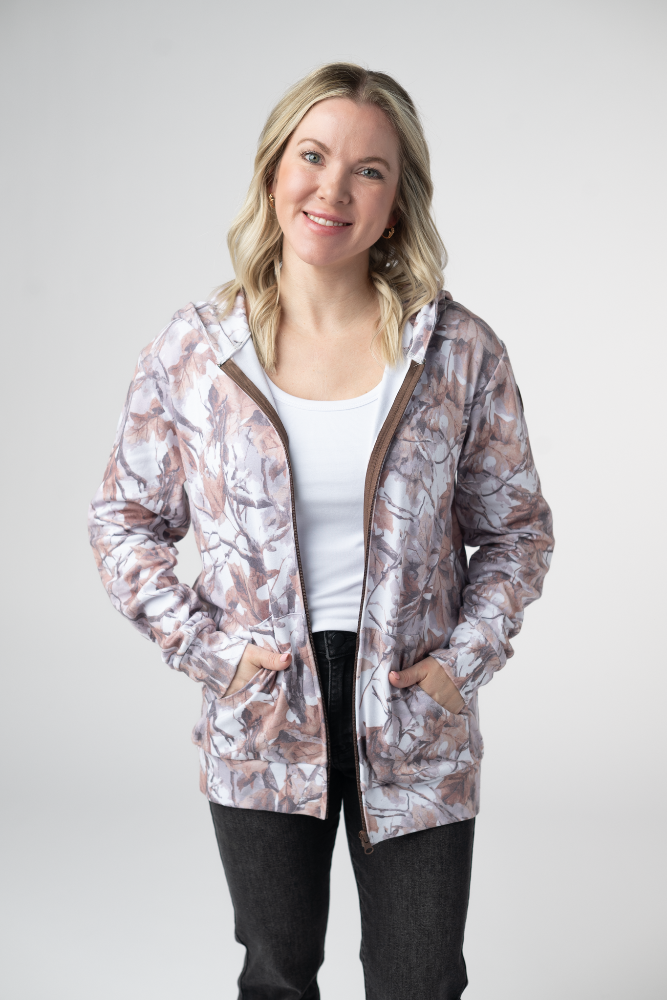 09.09 EN ROUTE Fullzip Hoodie - Woodsy Camo-hoodie-Dear Me Southern Boutique, located in DeRidder, Louisiana