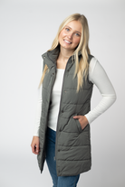 09.09 EN ROUTE Harlow Long Vest - Grey-clothing-Dear Me Southern Boutique, located in DeRidder, Louisiana