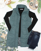 09.09 EN ROUTE Harlow Long Vest - Teal-clothing-Dear Me Southern Boutique, located in DeRidder, Louisiana