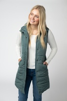 09.09 EN ROUTE Harlow Long Vest - Teal-clothing-Dear Me Southern Boutique, located in DeRidder, Louisiana
