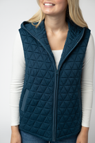 09.09 EN ROUTE Heather Geometric Hooded Vest - Teal-Vest-Dear Me Southern Boutique, located in DeRidder, Louisiana