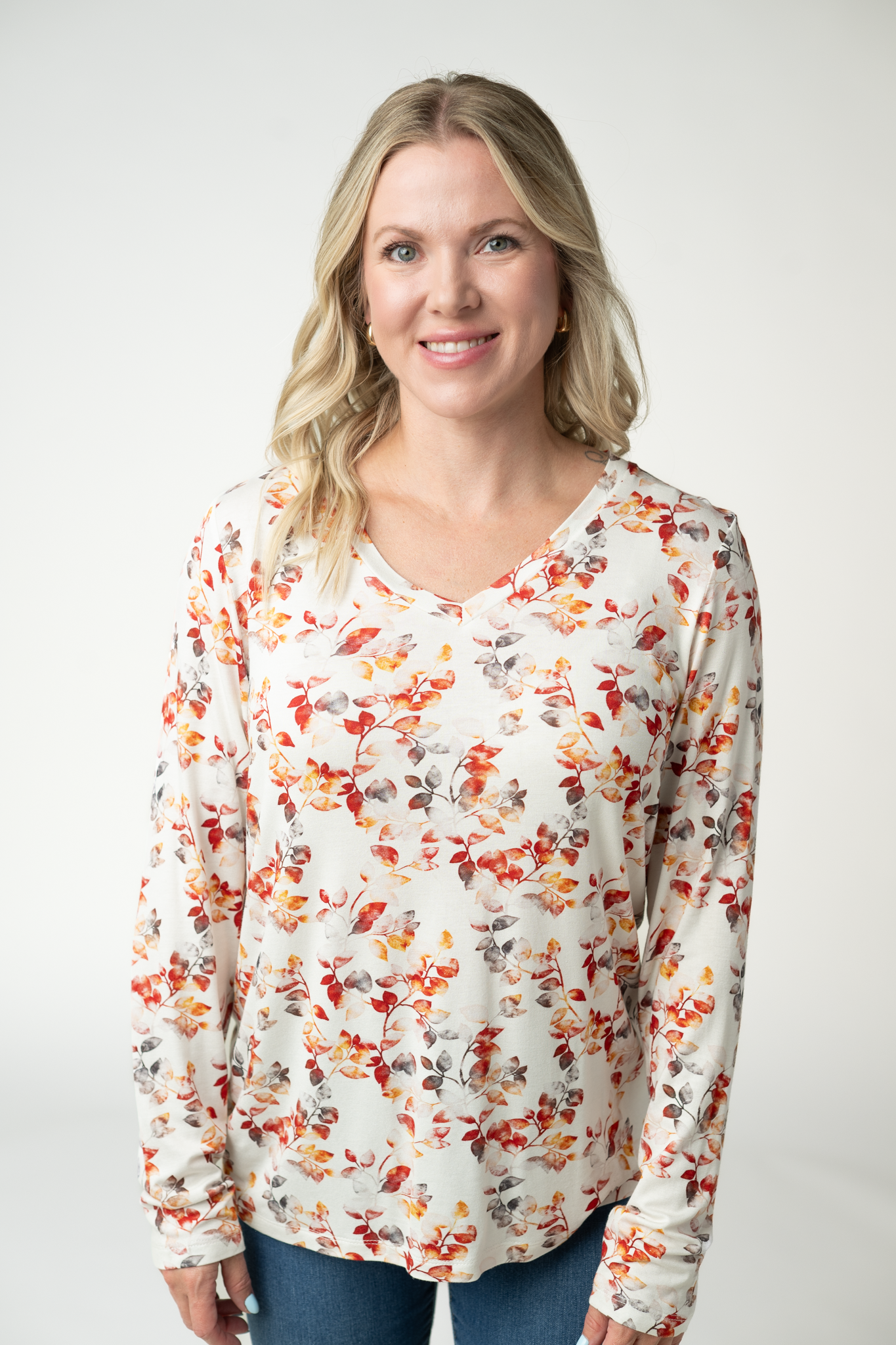 09.09 EN ROUTE Larissa Long Sleeve - Autumn Watercolor-Tops-Dear Me Southern Boutique, located in DeRidder, Louisiana