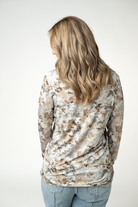 09.09 EN ROUTE Larissa Long Sleeve - Neutral Leaves-Tops-Dear Me Southern Boutique, located in DeRidder, Louisiana