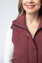 Remy Zip Up Vest - Burgundy-Vest-Dear Me Southern Boutique, located in DeRidder, Louisiana