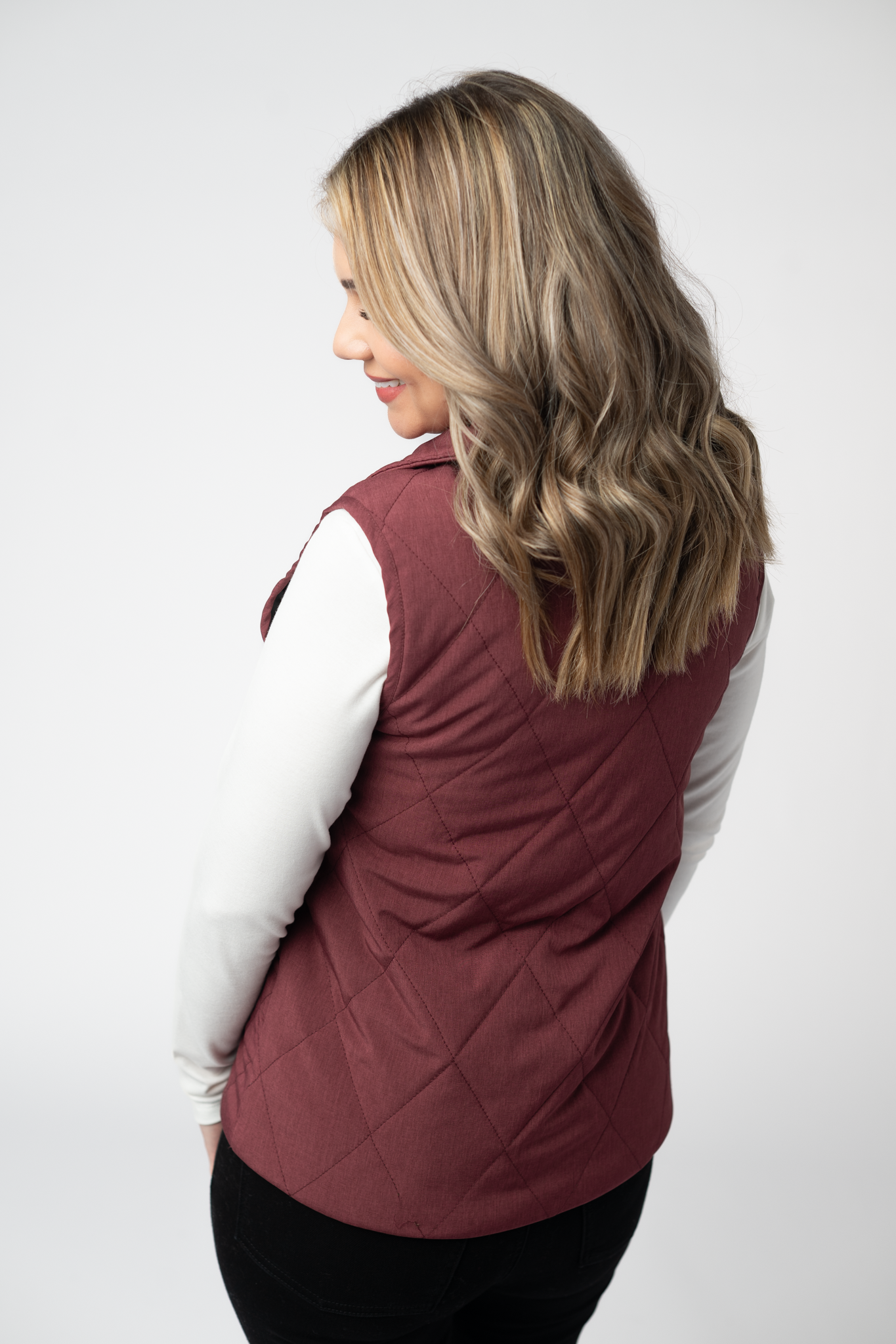 Remy Zip Up Vest - Burgundy-Vest-Dear Me Southern Boutique, located in DeRidder, Louisiana