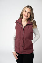 Remy Zip Up Vest - Burgundy-Vest-Dear Me Southern Boutique, located in DeRidder, Louisiana