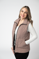 09.09 EN ROUTE Remy Zip Up Vest - Chestnut-Vest-Dear Me Southern Boutique, located in DeRidder, Louisiana