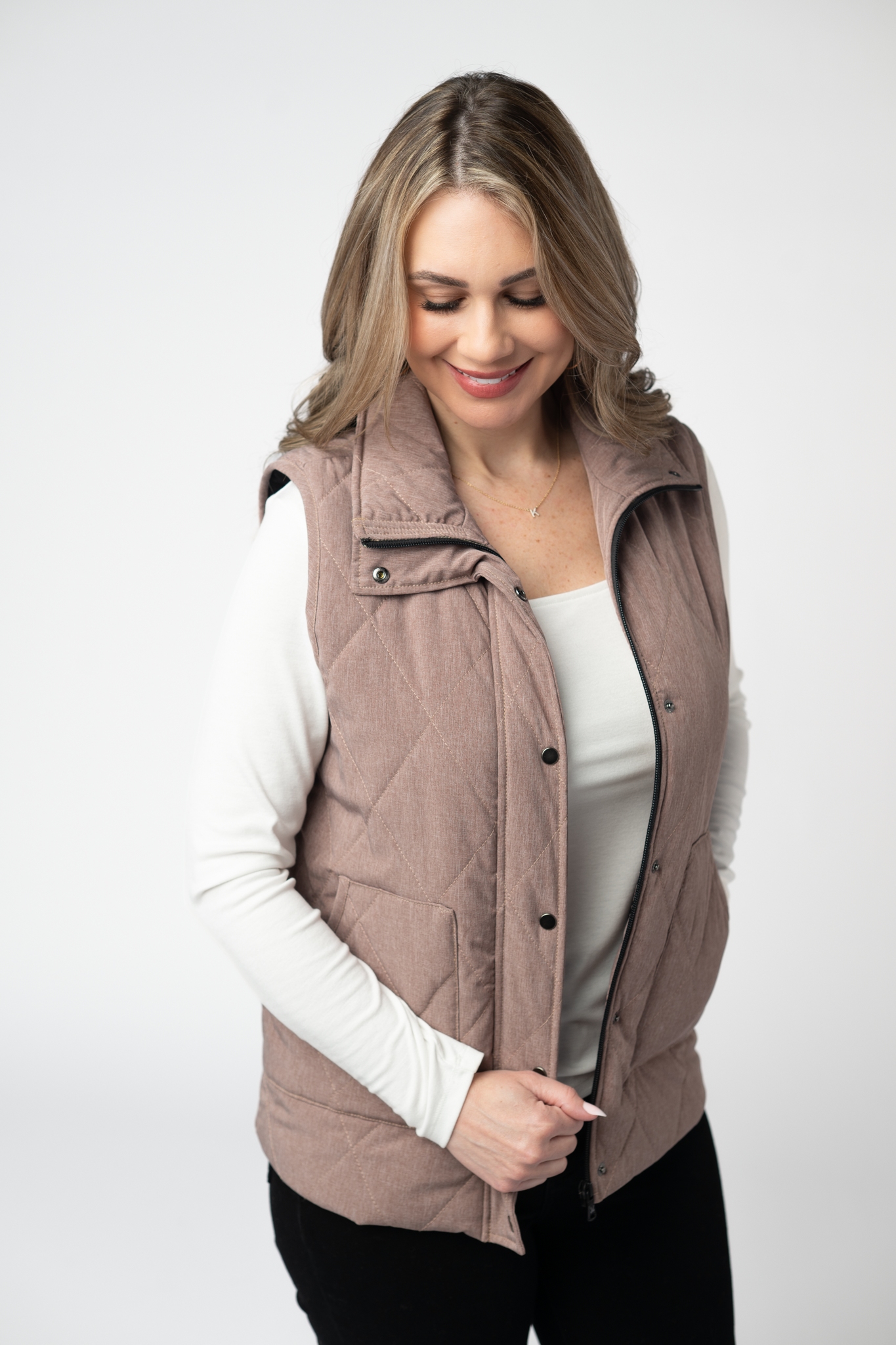 09.09 EN ROUTE Remy Zip Up Vest - Chestnut-Vest-Dear Me Southern Boutique, located in DeRidder, Louisiana