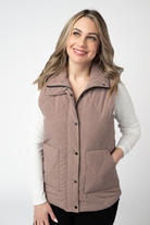 09.09 EN ROUTE Remy Zip Up Vest - Chestnut-Vest-Dear Me Southern Boutique, located in DeRidder, Louisiana
