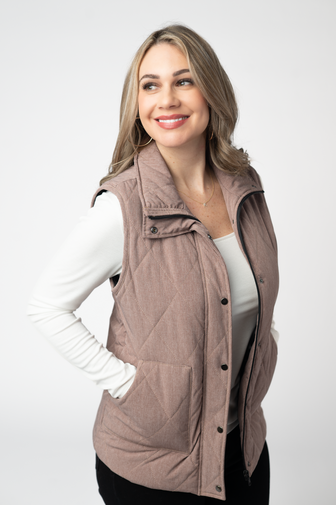 09.09 EN ROUTE Remy Zip Up Vest - Chestnut-Vest-Dear Me Southern Boutique, located in DeRidder, Louisiana