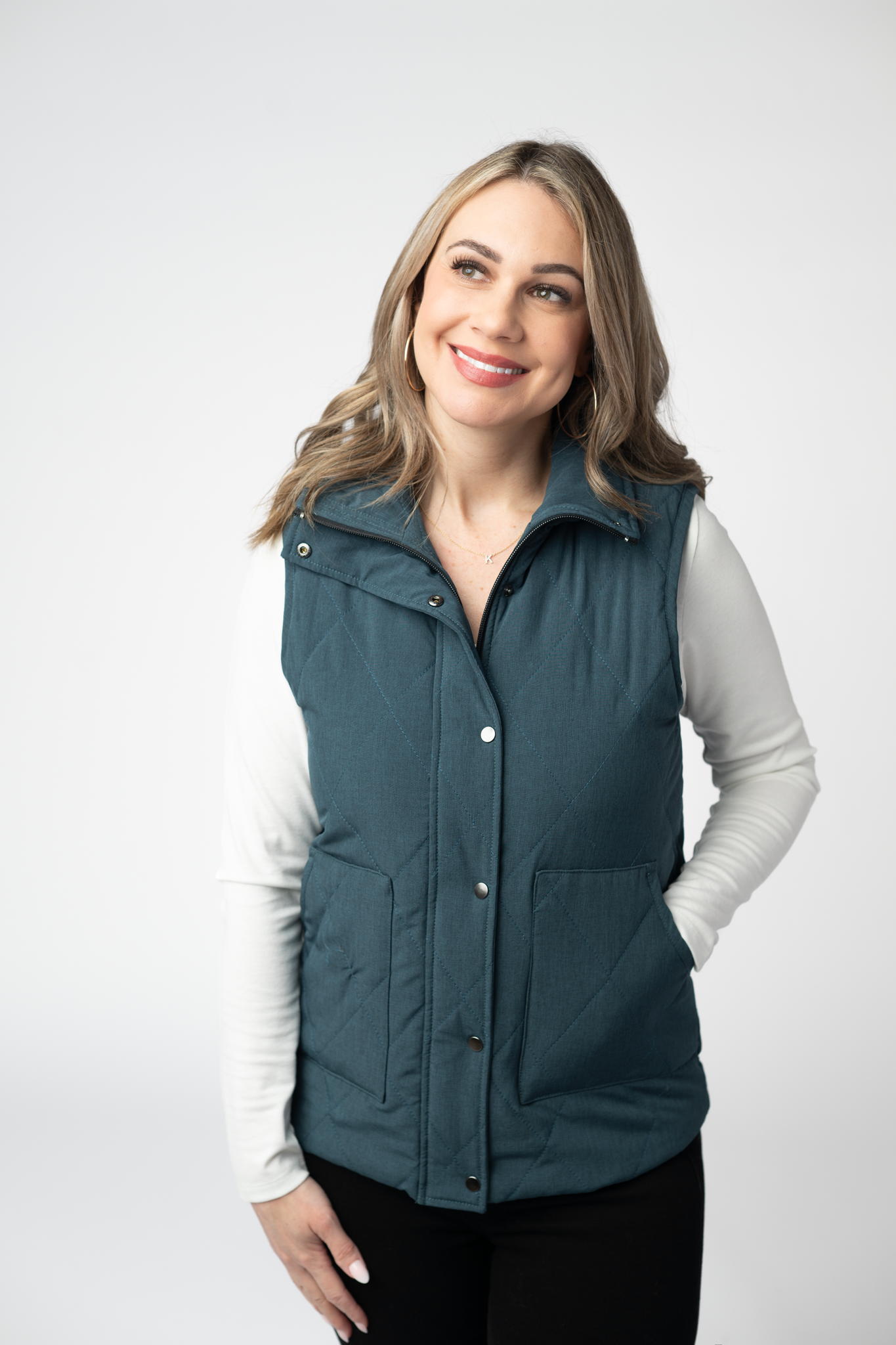 Remy Zip Up Vest - Teal-Vest-Dear Me Southern Boutique, located in DeRidder, Louisiana