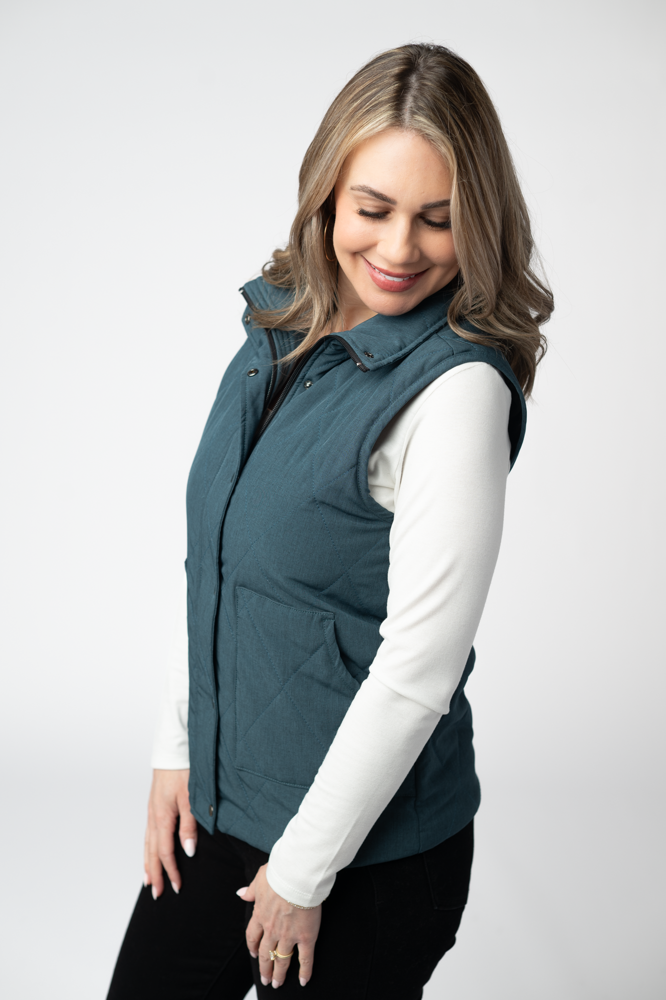 Remy Zip Up Vest - Teal-Vest-Dear Me Southern Boutique, located in DeRidder, Louisiana