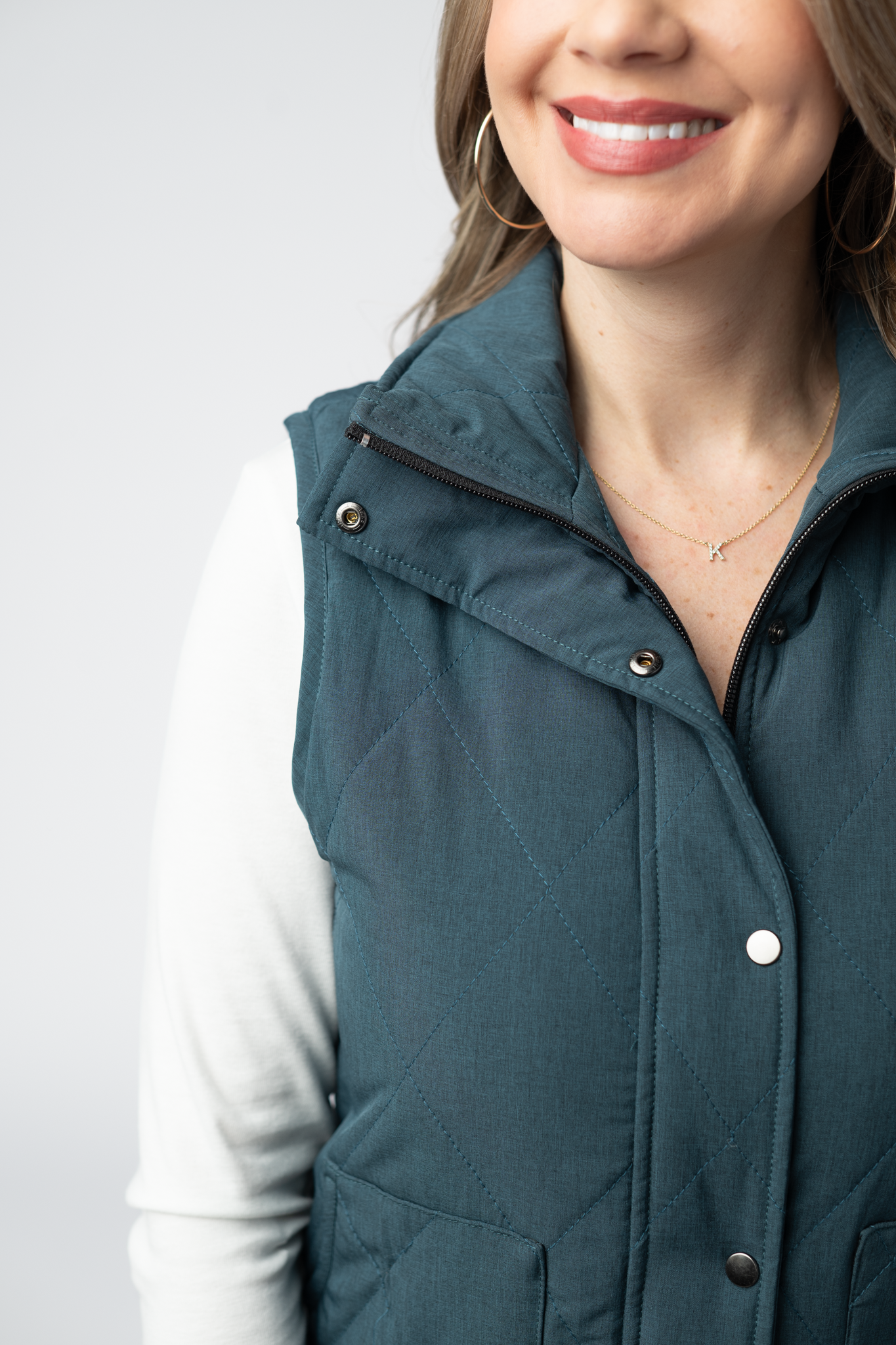 Remy Zip Up Vest - Teal-Vest-Dear Me Southern Boutique, located in DeRidder, Louisiana