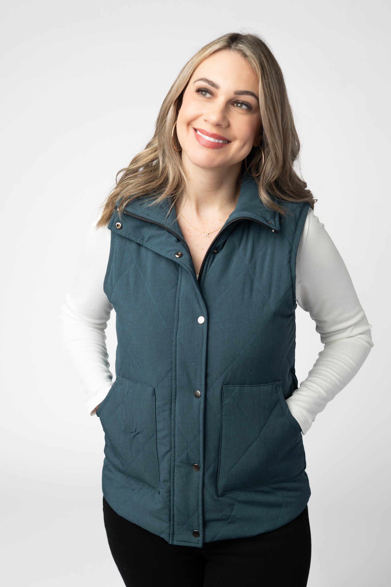 Remy Zip Up Vest - Teal-Vest-Dear Me Southern Boutique, located in DeRidder, Louisiana