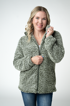 09.09 EN ROUTE Two Tone Fullzip Sherpa - Olive and White-outerwear-Dear Me Southern Boutique, located in DeRidder, Louisiana