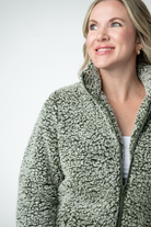 09.09 EN ROUTE Two Tone Fullzip Sherpa - Olive and White-outerwear-Dear Me Southern Boutique, located in DeRidder, Louisiana