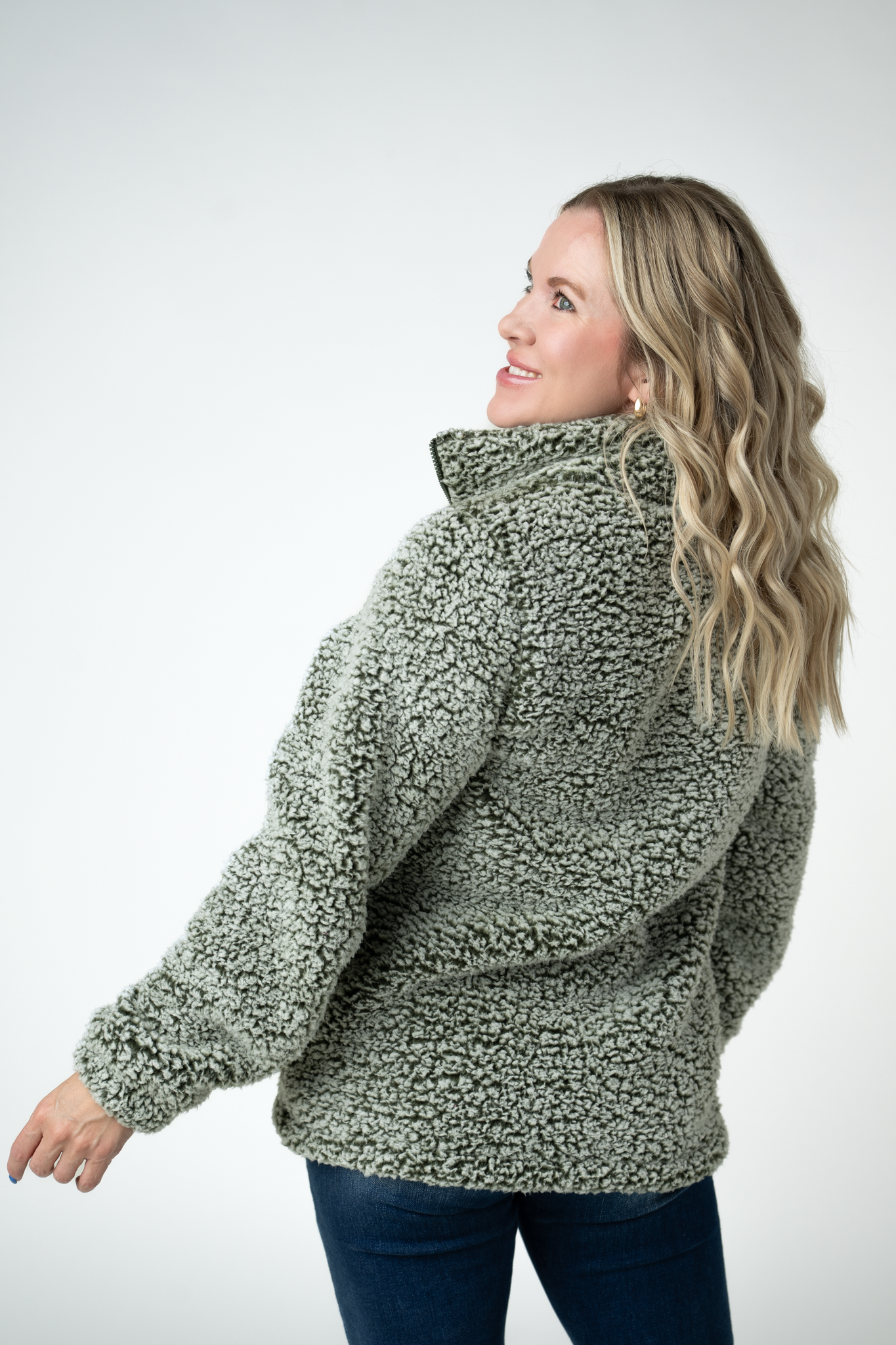 09.09 EN ROUTE Two Tone Fullzip Sherpa - Olive and White-outerwear-Dear Me Southern Boutique, located in DeRidder, Louisiana