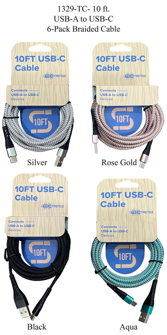 2-Pack 10ft. USBC Cable-Other Accessories-Dear Me Southern Boutique, located in DeRidder, Louisiana