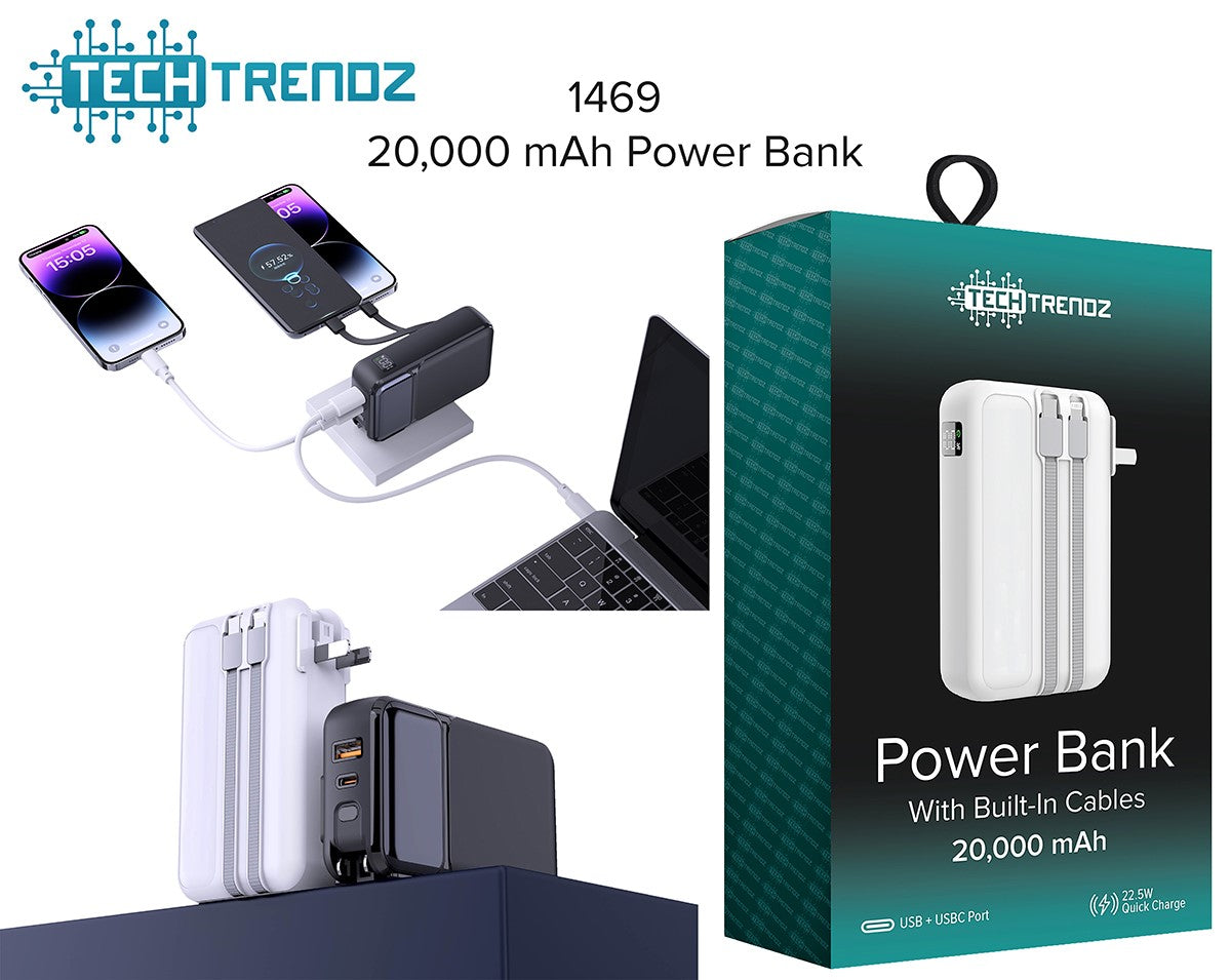 20,000 mAh Power Bank w/Cables-Dear Me Southern Boutique, located in DeRidder, Louisiana