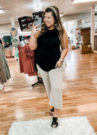 All Aboard Cropped Khaki Judy Blue-Jeans-Dear Me Southern Boutique, located in DeRidder, Louisiana