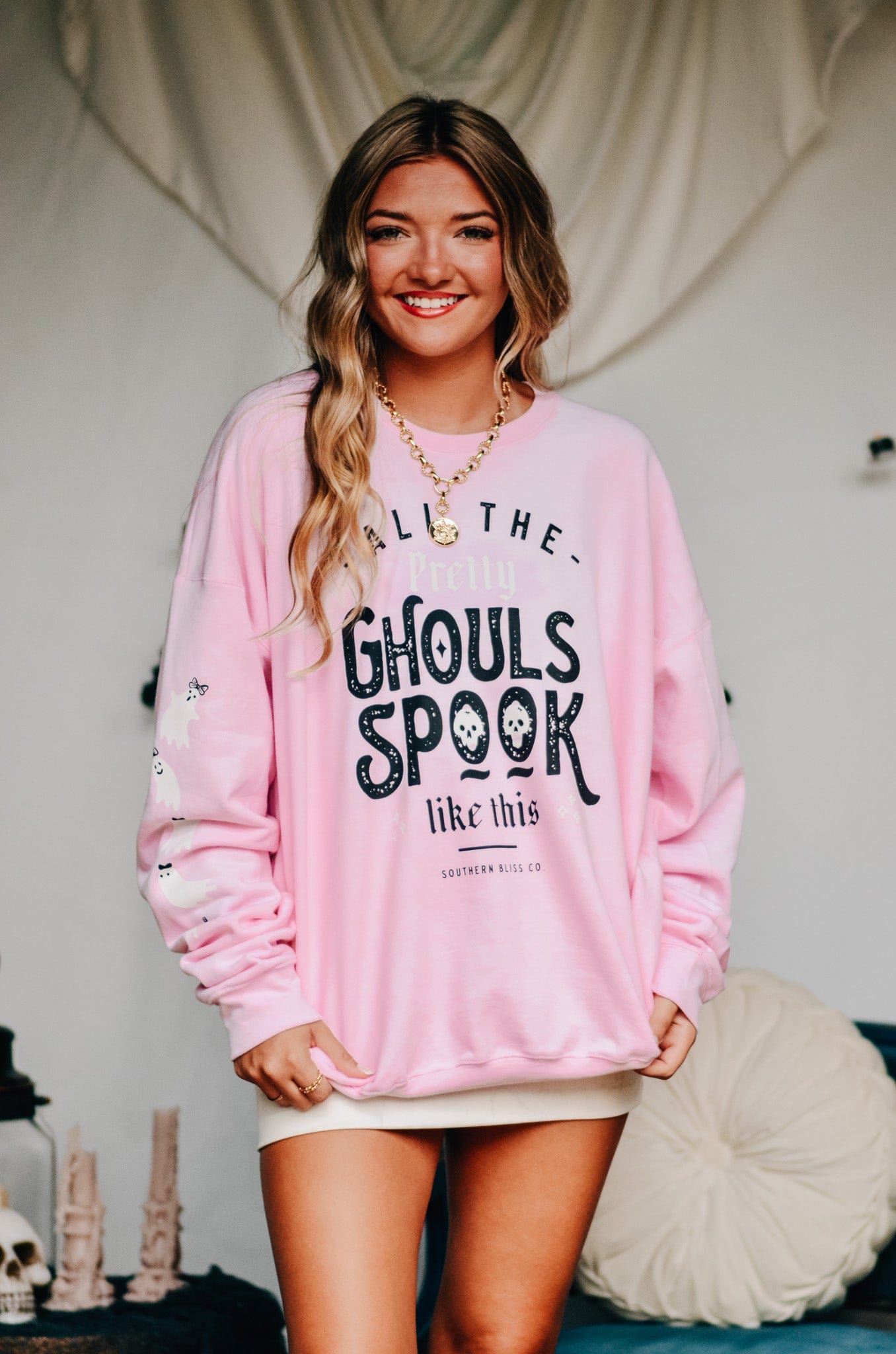 All The Pretty Ghouls Sweatshirt-Dear Me Southern Boutique, located in DeRidder, Louisiana