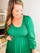 All Yours Smocked Maxi Dress - Hunter Green-Maxi Dresses-Dear Me Southern Boutique, located in DeRidder, Louisiana